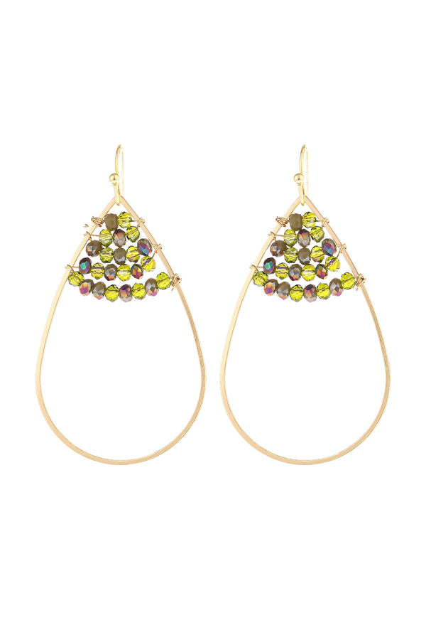 Hde3070 - Open Teardrop With Rondelle Beads Earrings