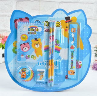 Buy blue 1 Set Cute Cartoon Kindergarten Kids Pencil Ruler Eraser Sharpener