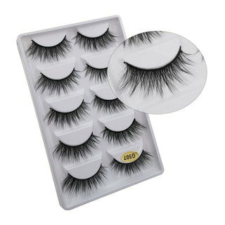 Buy dark-kkhaki 10/5 Pairs 3D Faux Mink Eyelashes Natural Thick Long False Eyelashes