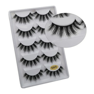 Buy dark-brown 10/5 Pairs 3D Faux Mink Eyelashes Natural Thick Long False Eyelashes