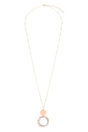 Glass Beaded Hoop Pendant Necklace