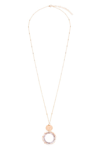Glass Beaded Hoop Pendant Necklace