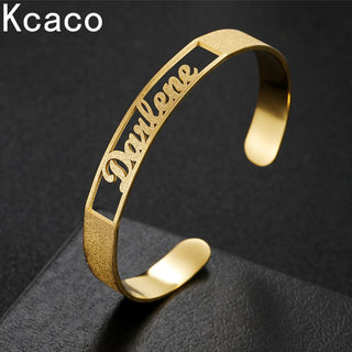 10mm Custom Name Bracelet Personalized Stainless Steel 210mm Frosted