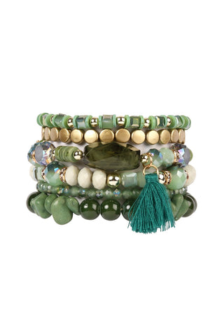 Buy green Boho Tassel Charm Bracelet