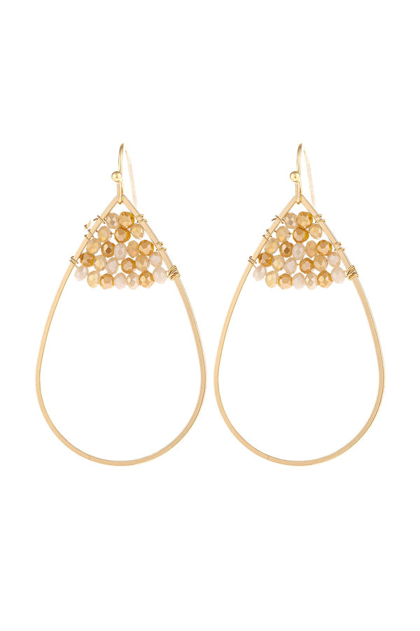 Hde3070 - Open Teardrop With Rondelle Beads Earrings