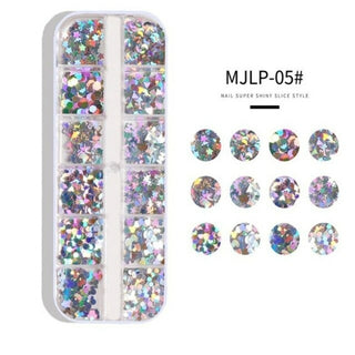 Buy 05 12 Grid Mirror Sparkly Butterfly Nail Sequins