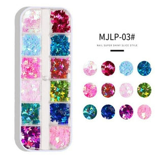 Buy 03 12 Grid Mirror Sparkly Butterfly Nail Sequins