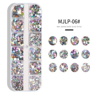 Buy 06 12 Grid Mirror Sparkly Butterfly Nail Sequins