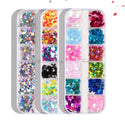12 Grid Mirror Sparkly Butterfly Nail Sequins