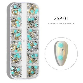 Buy zsp-01 12 Grid Multi size Nail Rhinestones 3D Crystal AB Clear Nail Stones