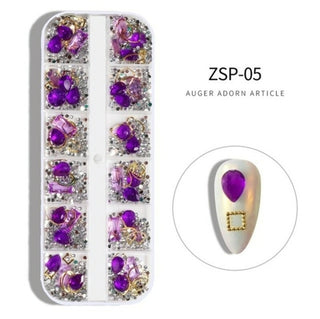 Buy zsp-05 12 Grid Multi size Nail Rhinestones 3D Crystal AB Clear Nail Stones