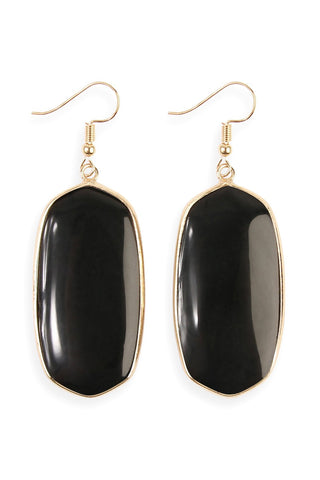 Buy black Natural Oval Stone Earrings