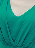 Women's Green V-Neck Long Dress