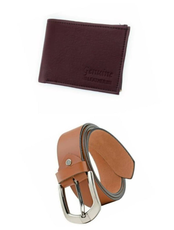 Stylish Leatherette Wallet With Belt For Men