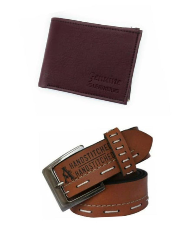 Stylish Leatherette Wallet With Belt For Men