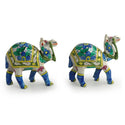 'The Imperial Camels' Hand Carved & Hand Painted Blue Pottery