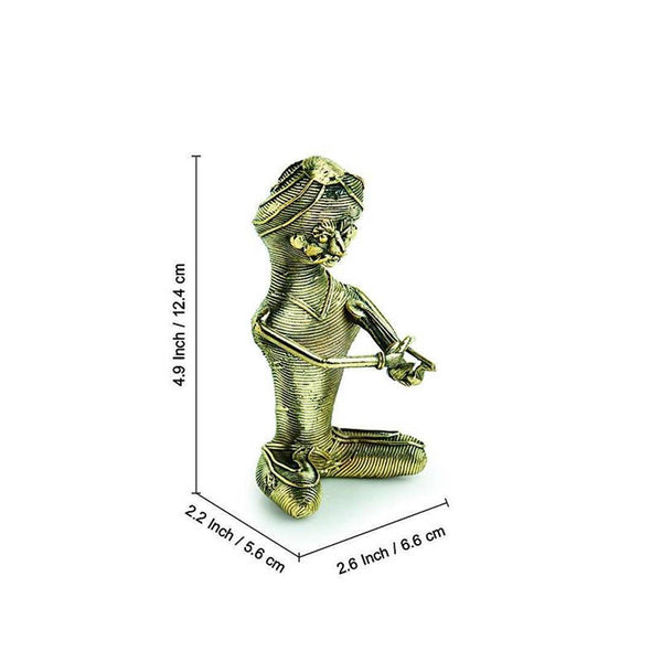 'Kingri Musician' Handmade Brass Figurine In Dhokra Art