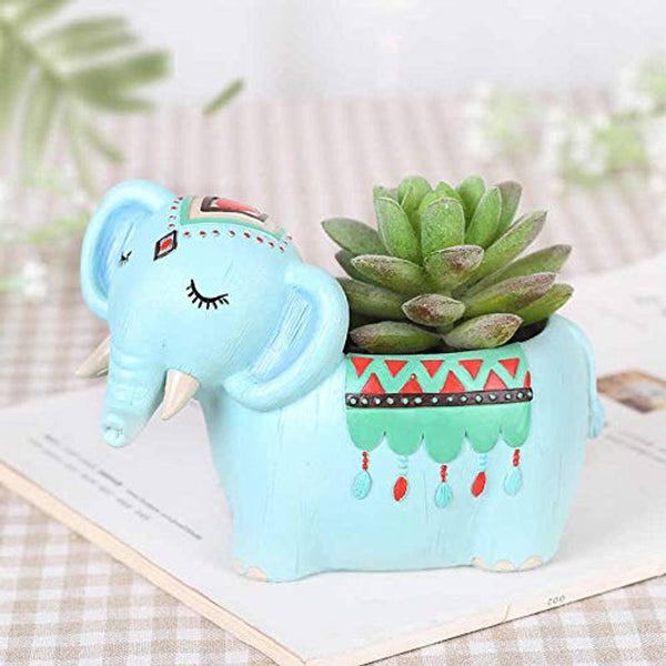 GreyFOX || Handmade Cute Elephant Resin Multipurpose Pot || Succulent Pot Indoor || Desktop Flower Planter || Home Décor (without plant)