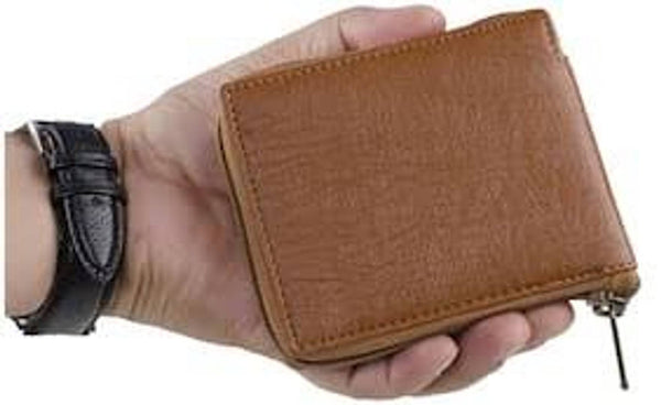 Designer Brown Genuine Leather Zip Around Wallet For Men