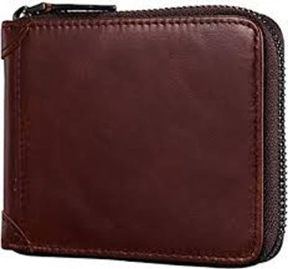 Designer Brown Genuine Leather Zip Around Wallet For Men