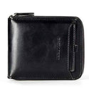 Men Solid Zip Round Leather Wallet