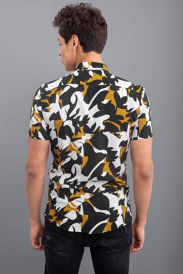 Men's Multicoloured Rayon Short Sleeves Printed Slim fit Casual Shirts