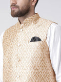 Men's Golden 
Linen
 Solid
 Nehru Jackets