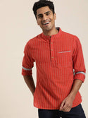 Men's Multicoloured Cotton Woven Design Kurta