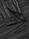 Men Grey & Black Striped Straight Kurta