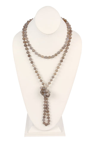 Buy gray-agate Hdn2239 - Natural Stone Hand Knotted Long Necklace