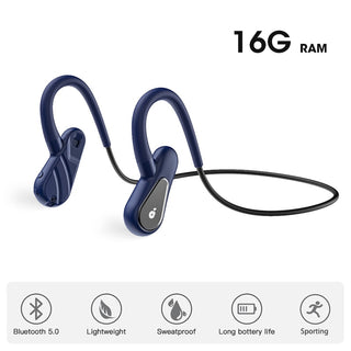16G RAM Wireless Headset Bluetooth Earphones Memory MP3 Play Sports