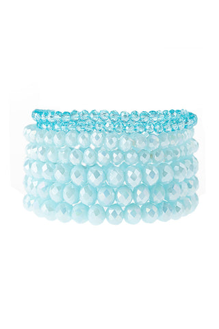 Buy light-blue Hdb2750 - Seven Lines Glass Beads Stretch Bracelet