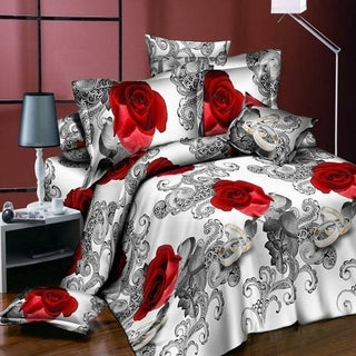 Buy ivory 18 New Styles White Red Flower 3D Bedding Set of Duvet Cover