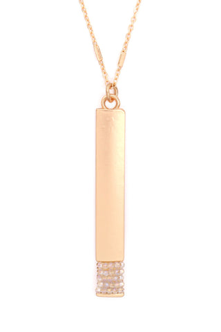 Buy matte-gold-white Bar Pendant Necklace