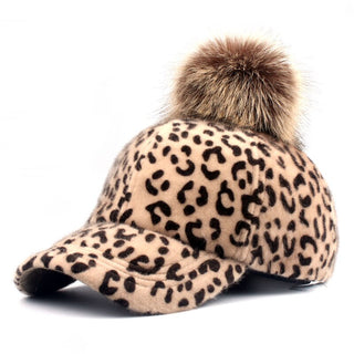 Buy child-bw-light Faux Fur Pompom Ball Leopard Cap