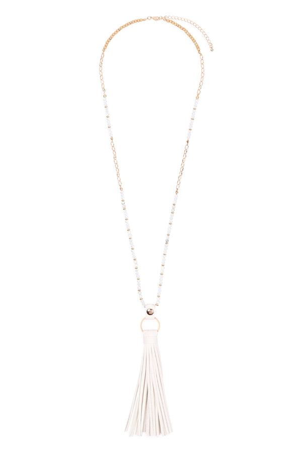 Hdn3121 - Leather Tassel Necklace