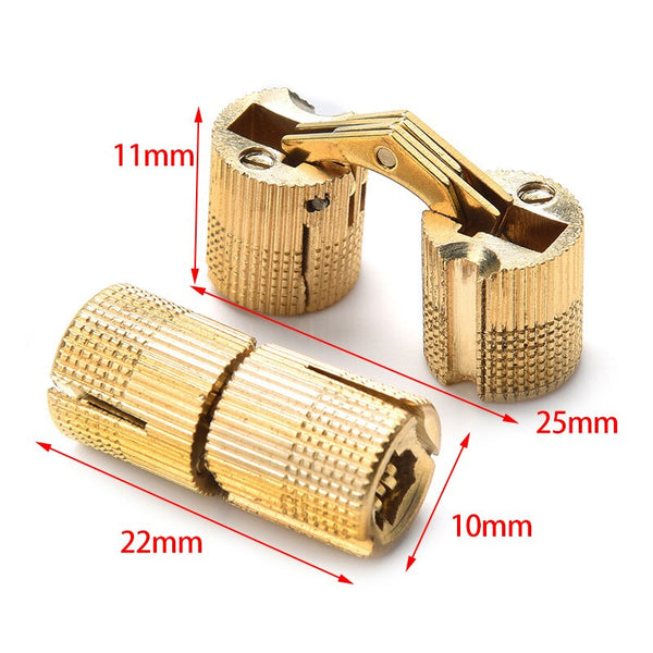 NAIERDI Copper Brass Furniture Hinges 8-18mm Cylindrical Hidden Cabinet Concealed Invisible Door Hinges for Hardware Gift Box
