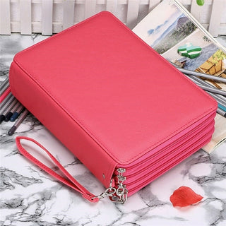 Buy red 200 Slot Portable Colored Pencil Case Holder Waterproof Large Capacity