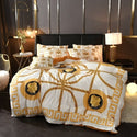 Luxury Velvet Digital Print Palace Bedding Set Warm Flannel Duvet