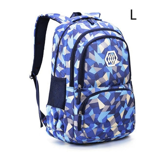 Buy blue Geometric Fashion School Bag For Girls Waterproof Light Weight