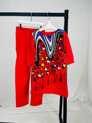 Buy red 2021 Dashiki African 2 Colors New Fashion Suit (Dress and Trousers)