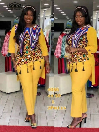 Buy black 2021 Dashiki African 2 Colors New Fashion Suit (Dress and Trousers)