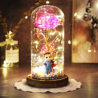 Buy super-dad-130 2021 Enchanted LED Galaxy Rose Eternal Gold Foil Flower In Glass Dome