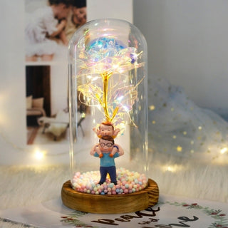 Buy dad-119 2021 Enchanted LED Galaxy Rose Eternal Gold Foil Flower In Glass Dome