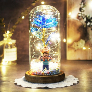 Buy dad-121 2021 Enchanted LED Galaxy Rose Eternal Gold Foil Flower In Glass Dome