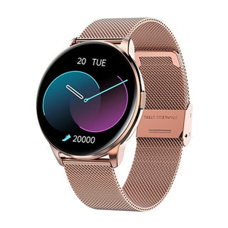 Buy mesh-belt-rose-gold 2021 Full Touch Smart Watch Women IP68 Waterproof Bracelet ECG Heart