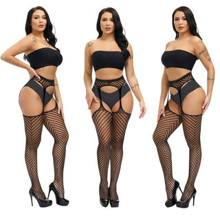 Buy 1641 2021 NEW Plus Size Sexy Women Stocking Fishnet High Waist Transparent