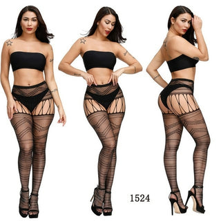 Buy 1524 2021 NEW Plus Size Sexy Women Stocking Fishnet High Waist Transparent