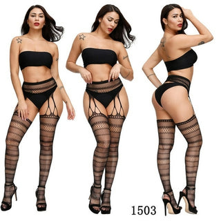 Buy 1503 2021 NEW Plus Size Sexy Women Stocking Fishnet High Waist Transparent