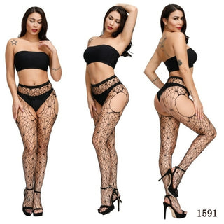 Buy 1591 2021 NEW Plus Size Sexy Women Stocking Fishnet High Waist Transparent